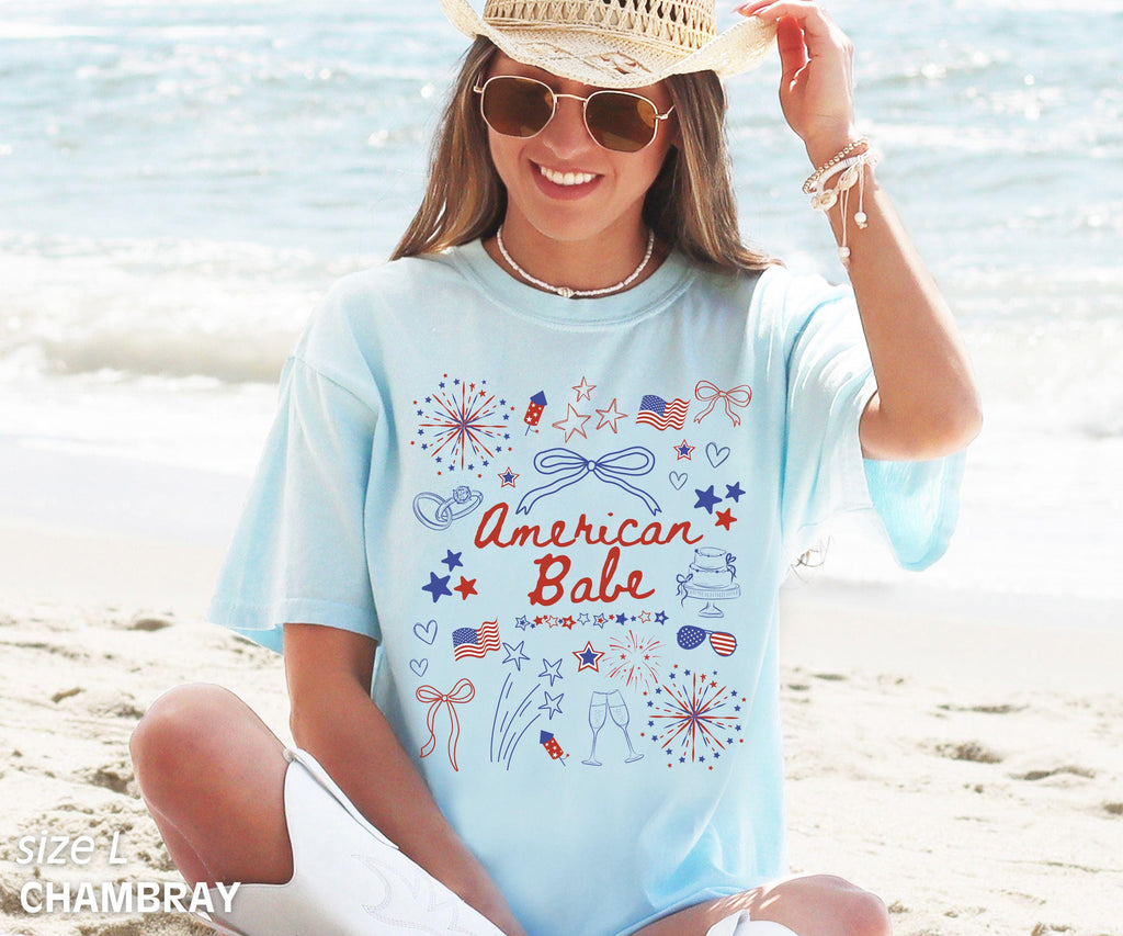 Comfort Colors 4th of July Bachelorette Party Shirts, American Bride, Coquette Bow Independence Day Shirt, Patriotic Bride, July Fourth Bach