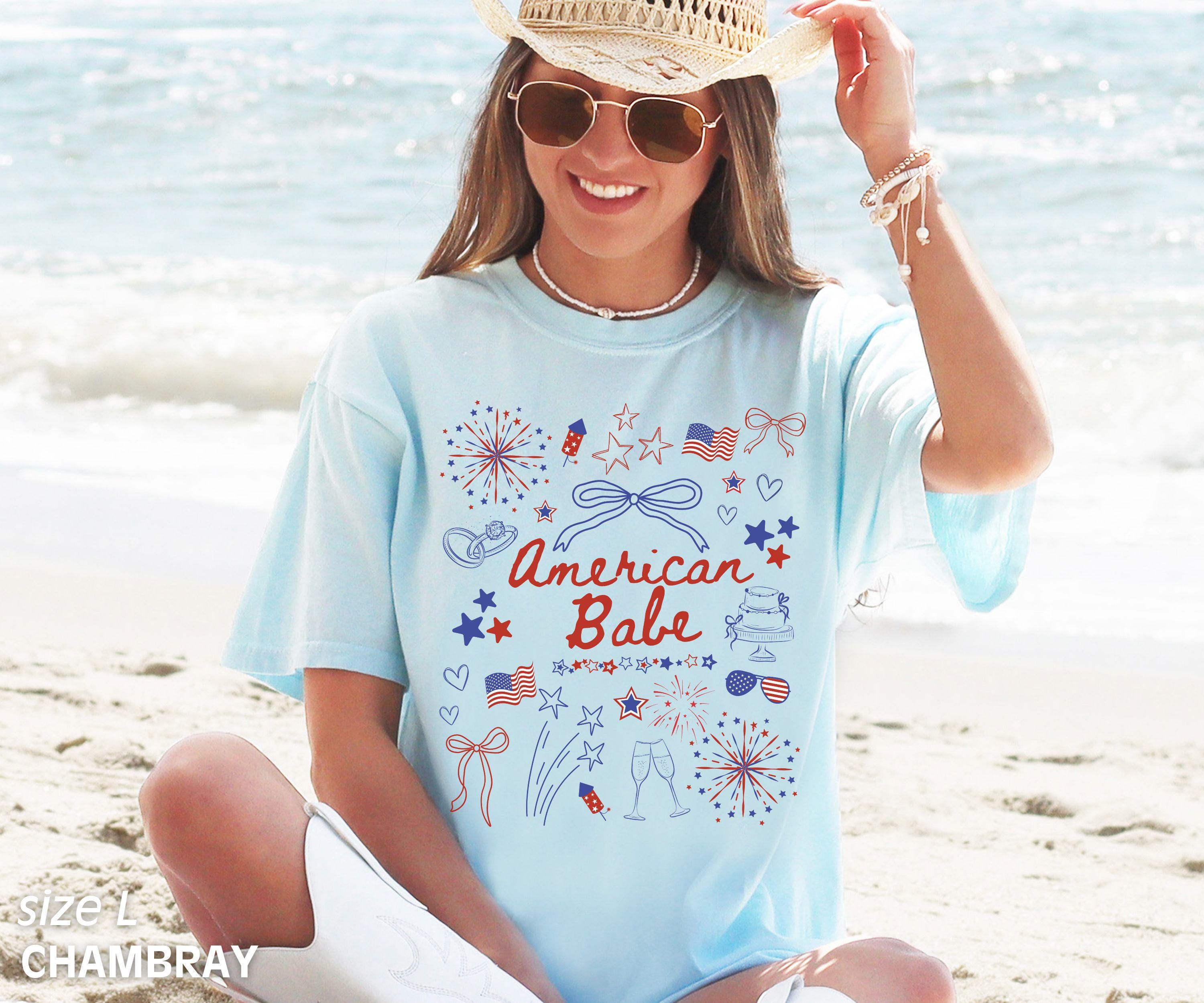 Comfort Colors 4th of July Bachelorette Party Shirts, American Bride, Coquette Bow Independence Day Shirt, Patriotic Bride, July Fourth Bach