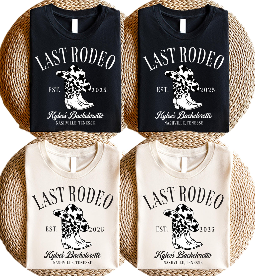Last Rodeo EST. 2025 Shirt, Western Bachelorette Party Tee, Country Bride Shirt, Cowgirl Squad Top, Nashville Bride Outfit Idea