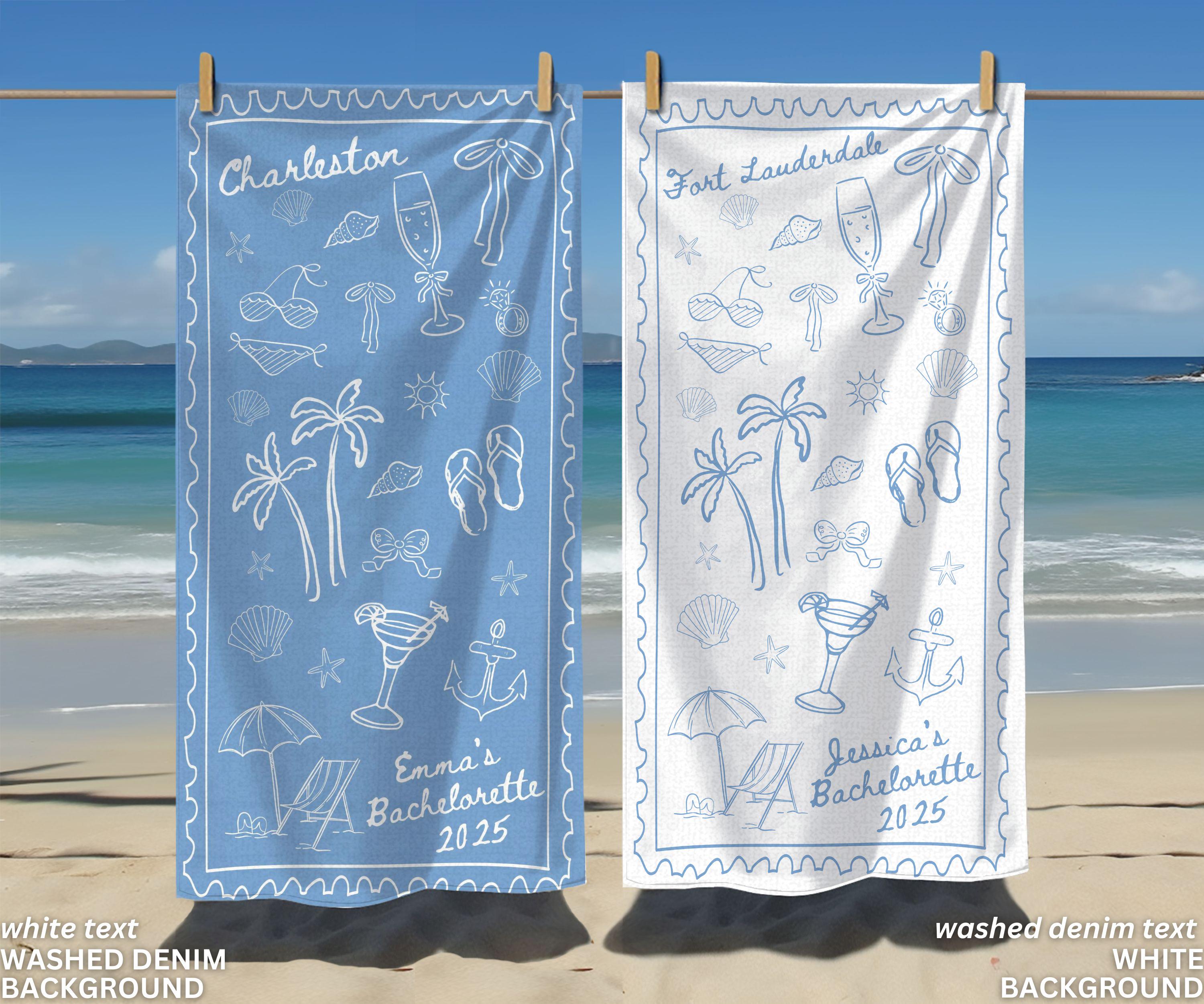 Bachelorette Beach Towel, Custom Bachelorette Towel, Beach Bachelorette Party Gifts, Matching Bridesmaid Towels, Bridesmaid Proposal Gifts