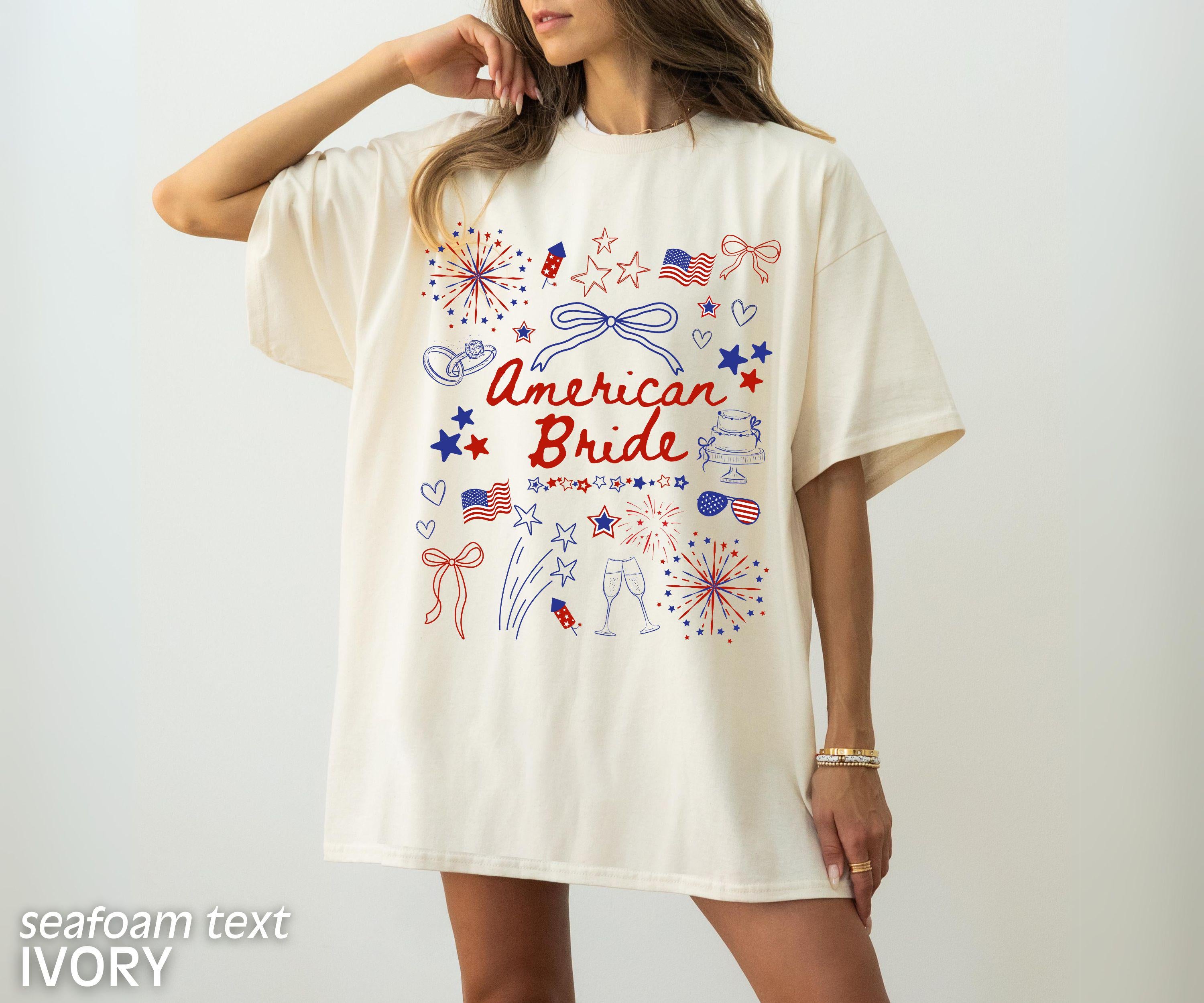 Comfort Colors 4th of July Bachelorette Party Shirts, American Bride, Coquette Bow Independence Day Shirt, Patriotic Bride, July Fourth Bach