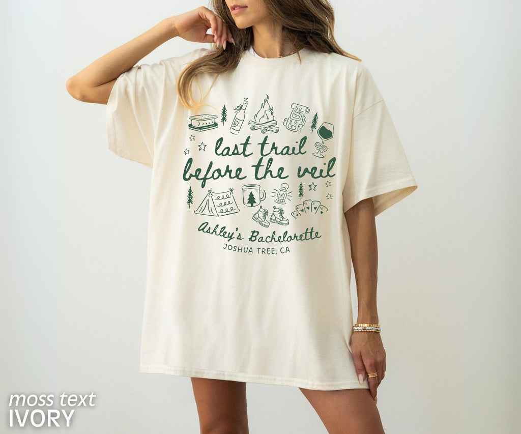 Bachelorette Party Shirts, Custom Camp Bachelorette, Last Trail Before the Veil, Mountain Bride, Hiking Bridal Party Tees, Comfort Colors