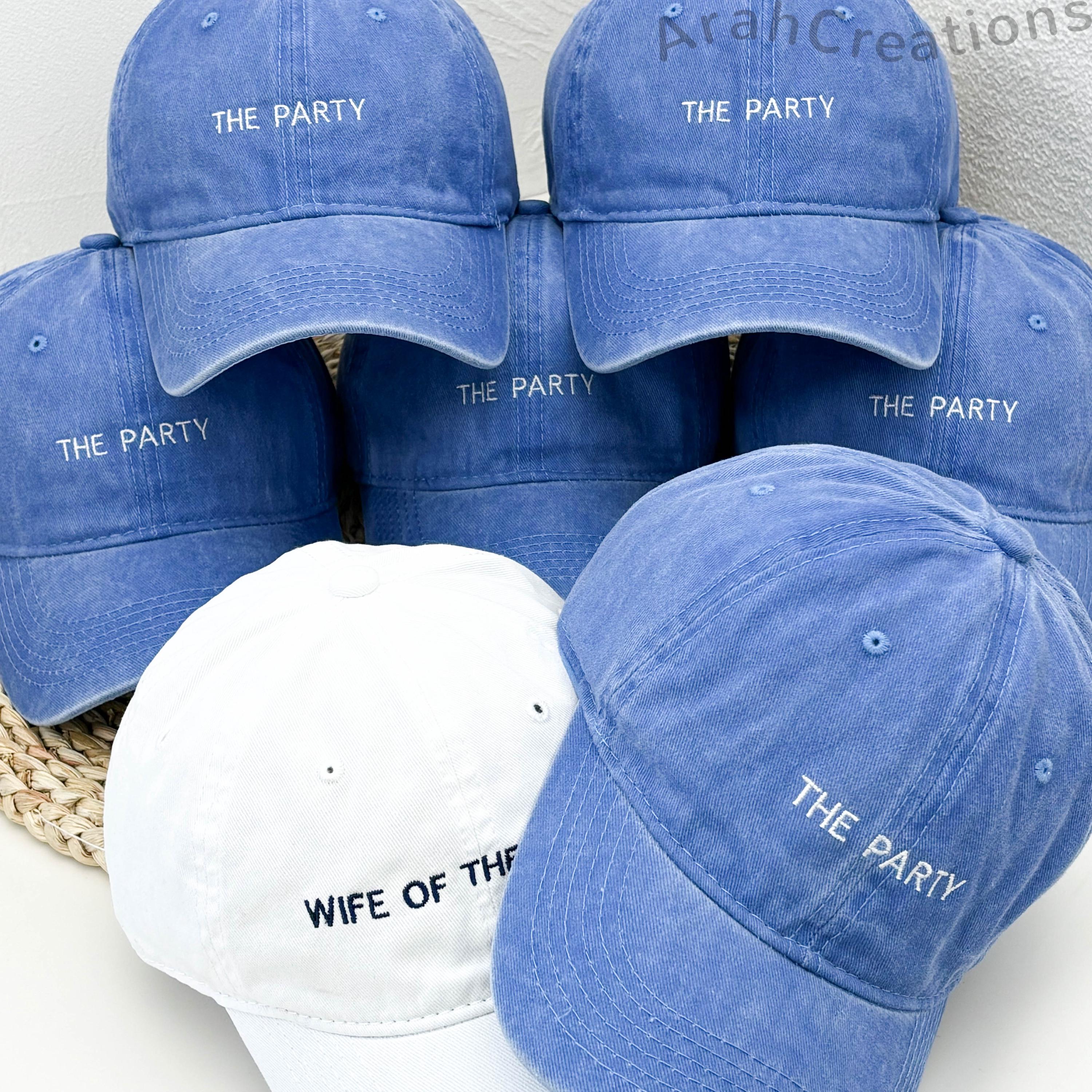 Custom Embroidered Wife of The Party Hats | Personalized Bachelorette Party Caps | Bridal Party Hats | Bridal Shower Gift | Bridesmaid Gifts