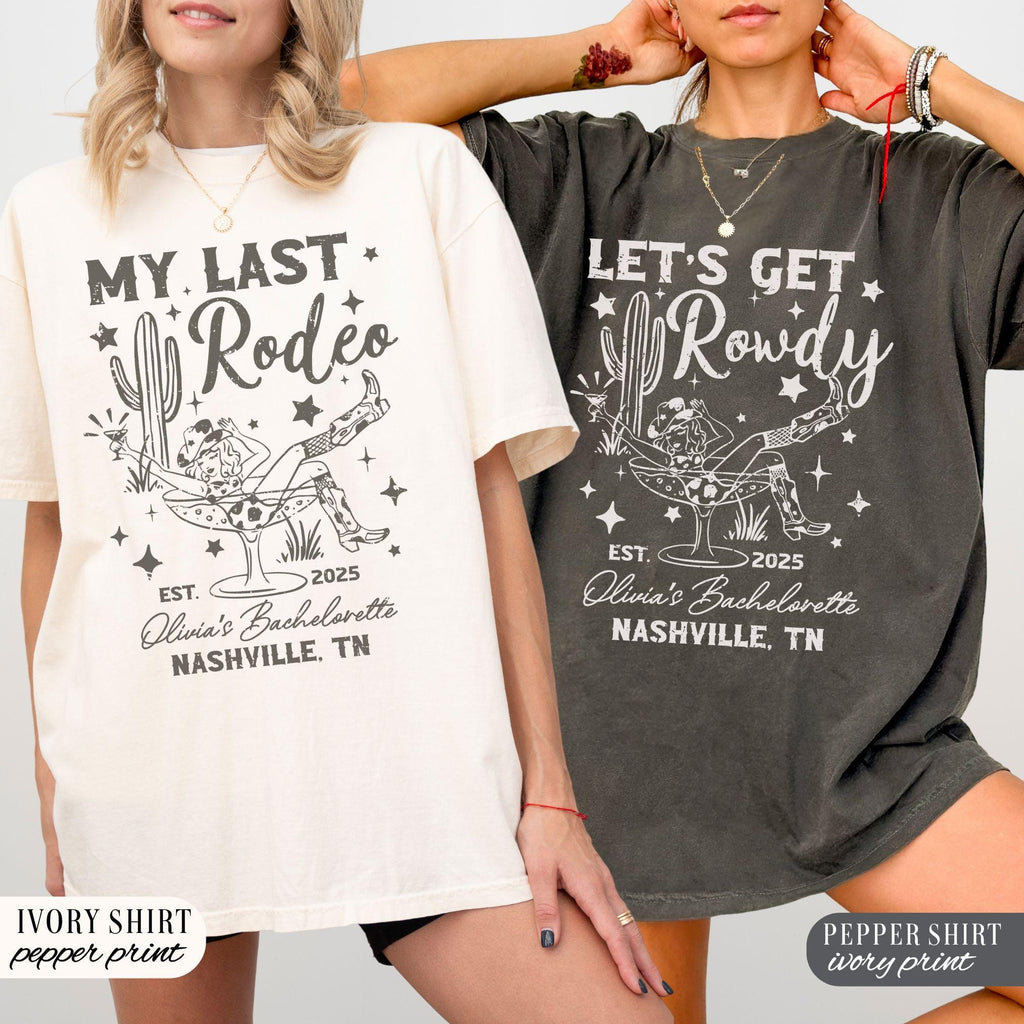 Custom Last Rodeo Bachelorette Shirts Nashville Bachelorette Party Shirt Western Country Bach Cowgirl Bridal Party Tees Austin Desert Bride