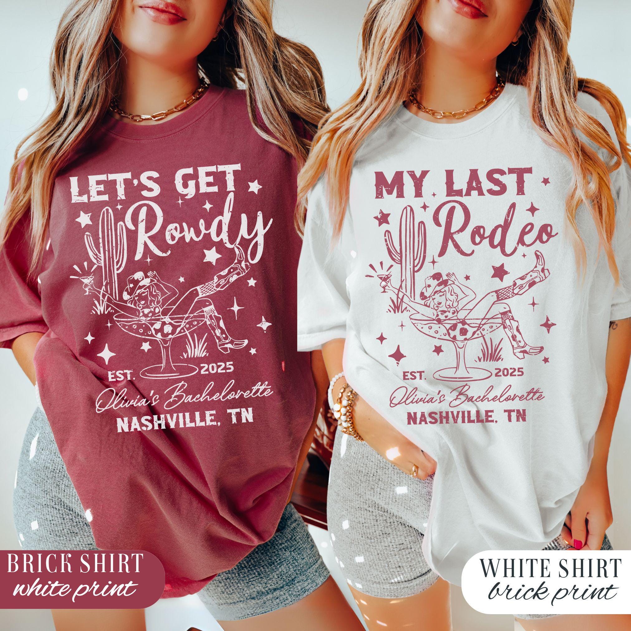 Custom Last Rodeo Bachelorette Shirts Nashville Bachelorette Party Shirt Western Country Bach Cowgirl Bridal Party Tees Austin Desert Bride