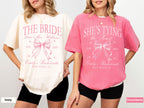 Coquette Bow Bachelorette Party Shirts, Custom Bachelorette Shirts, Shes Tying the Knot Bachelorette, Bridal Party Shirts, Bridesmaid Shirts