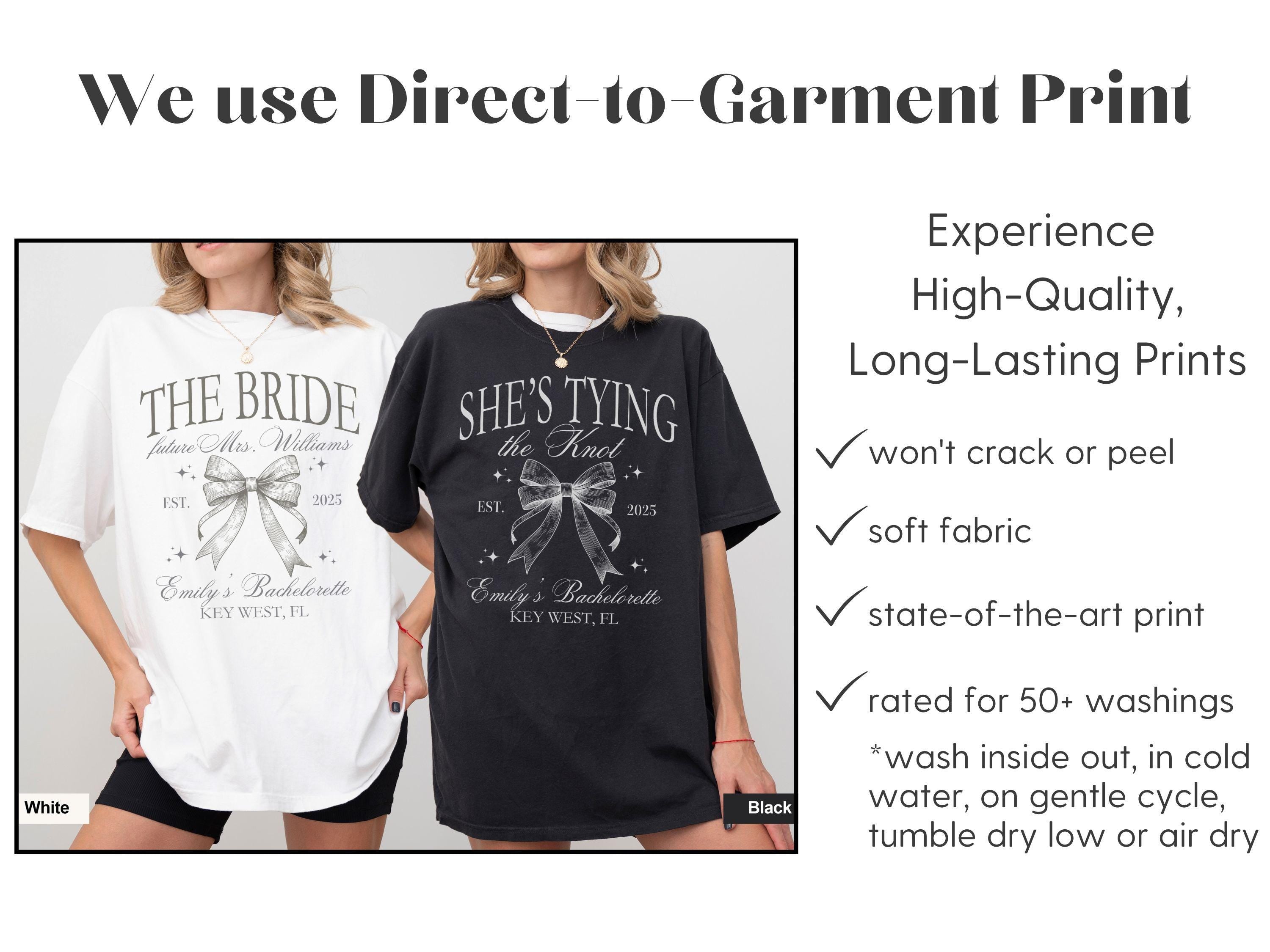 Coquette Bow Bachelorette Party Shirts, Custom Bachelorette Shirts, Shes Tying the Knot Bachelorette, Bridal Party Shirts, Bridesmaid Shirts