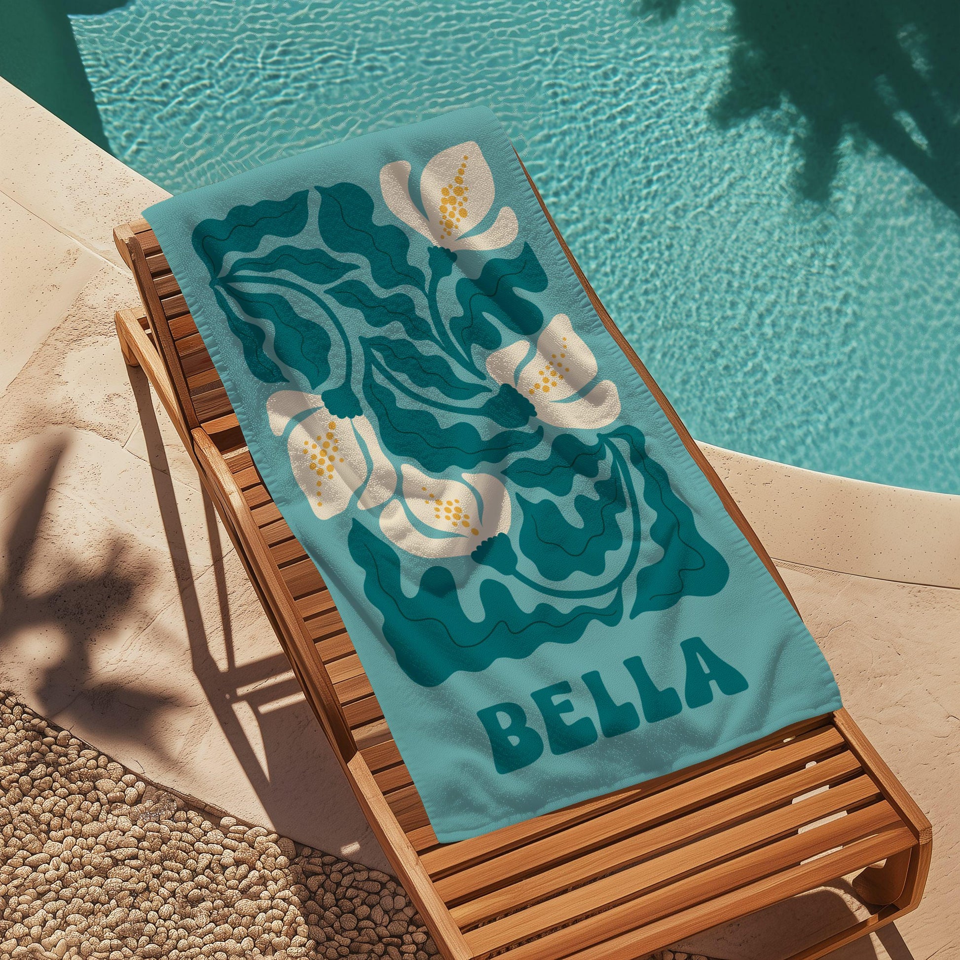 Retro Flower Custom Beach Towel, Groovy Vibes Beach Towel, Retro Floral Towel, Personalized Pool Towel, Multi Style, Bachelorette Party
