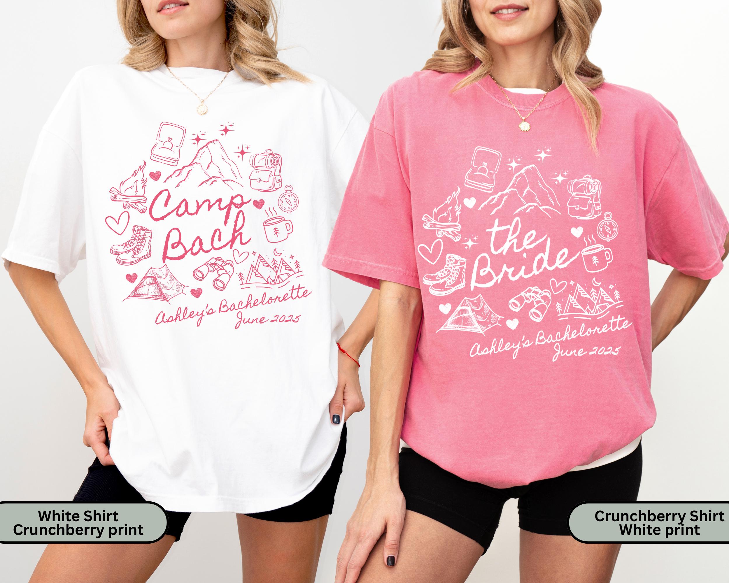 Custom Camp Bachelorette Party Shirt, Mountain Bride Tee Camp, Hiking Bridal Party gifts, Girls trip Camp Bach, Bachelorette Camping, Cabin