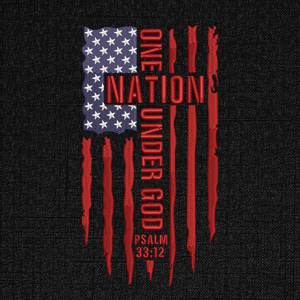 One Nation Under God Embroidery Design, USA Flag, Independence Day Machine Embroidery File, 4 Sizes, Instant Download Dst Pes Exp Jef Vp3