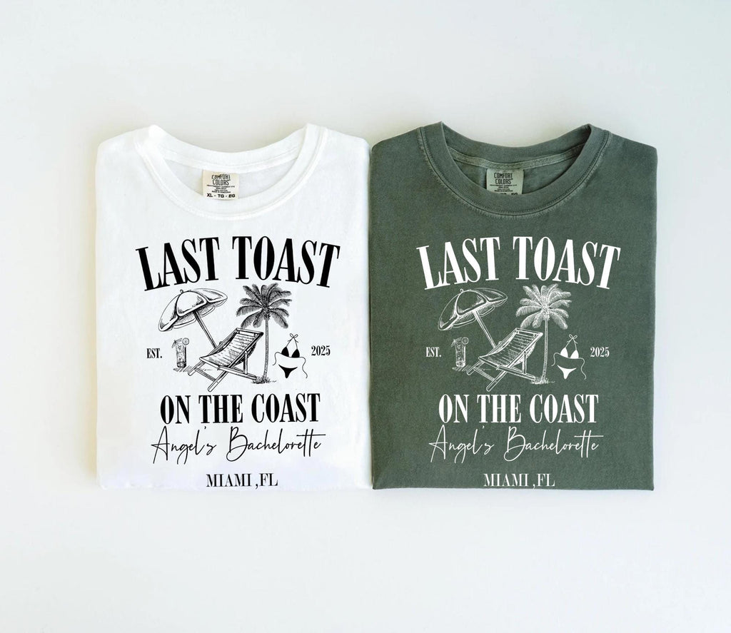 Comfort Colors® Last Toast on the Coast Bachelorette T-shirt,Custom Beach Bachelorette Party,Bridal Shirts,Custom Bach Party,Miami Bach Club