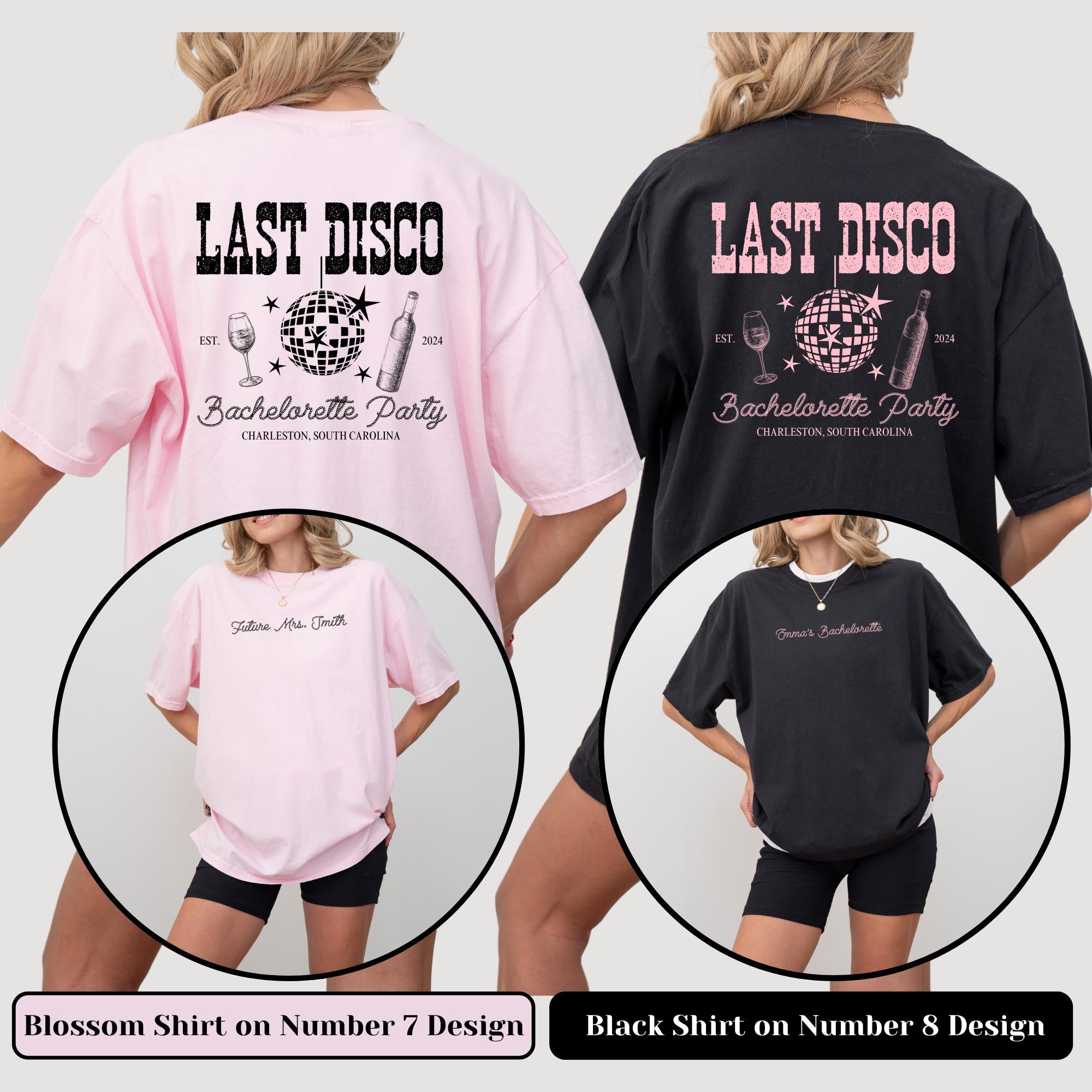 Comfort Colors Custom Last Disco Bachelorette Party Shirts Matching Bridal Shower Hen Party Gift for Bride To Be Bridesmaids Bride Squad