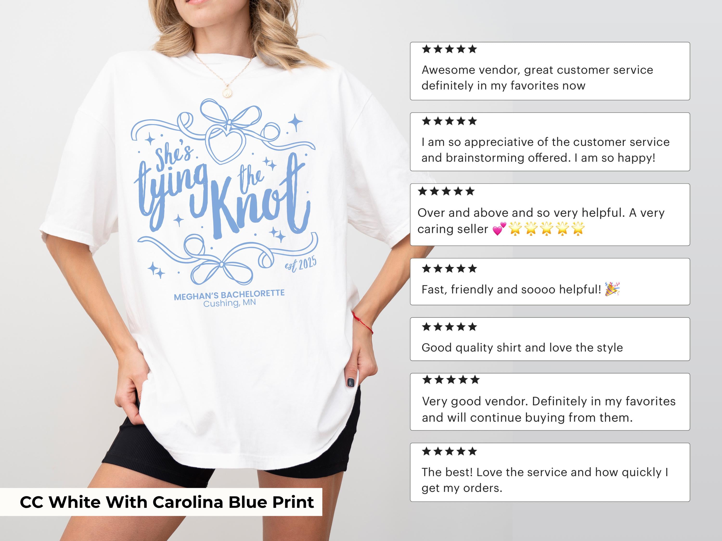 Tying The Knot Bachelorette Shirt Personalized Coquette Bow Bridal Party Tshirt Bow Themed Bridal Shower Outfit for Girly Bachelorette Idea