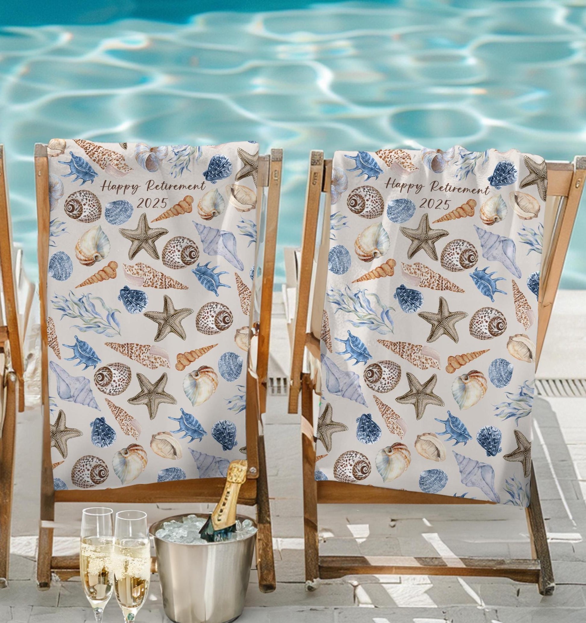 Retirement Gift Beach Towel for 2026 Shell Design Custom Towel for Beach Towels Pool Towel Personalized Towel Retirement Gift Women Coworker