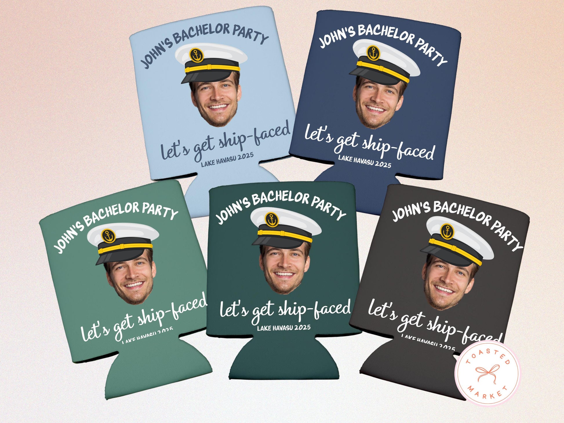 Personalized Lake Bachelor Party Can Coolers, Custom Face Bachelor Drink Sleeve, Beach Bachelor Party Favors, Lake Birthday Party Can Holder