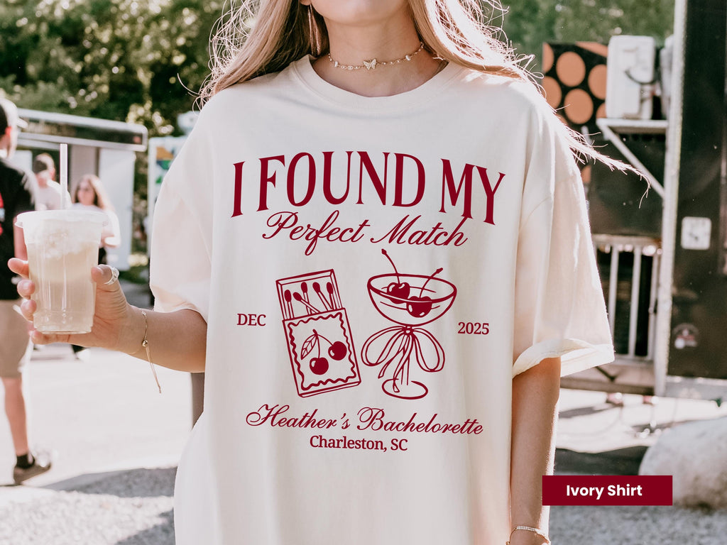 Personalized Perfect Match Bachelorette Comfort Colors Shirt, Custom She Found Her Match Tee, Match Made In Heaven Shirt Design, Bach Trips