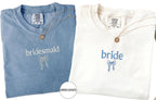 Embroidered Bride Bridesmaid Shirt, Comfort Colors Custom Wedding Gift, Bachelorette Party Tee, Getting Ready Shirt, Bride Coquette Shirt