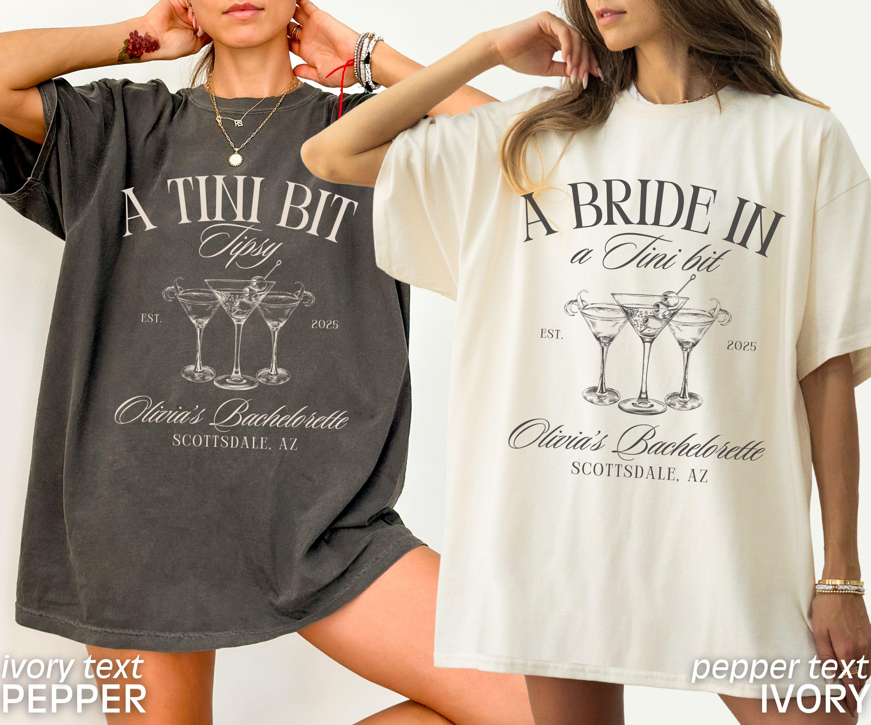 Bachelorette Party Shirts, Espresso Martini Bachelorette, Bride in a Tini Bit, Custom Bachelorette Tees, Martini Bride Shirt, Comfort Colors