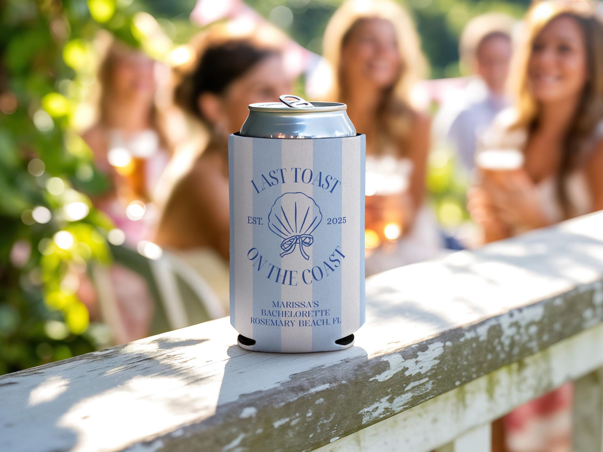 Personalized Coastal Bachelorette Can Cooler, Beach Bachelorette Party Can Coolers, Beach Coastal Can Cooler, Last Toast On The Coast Coozie