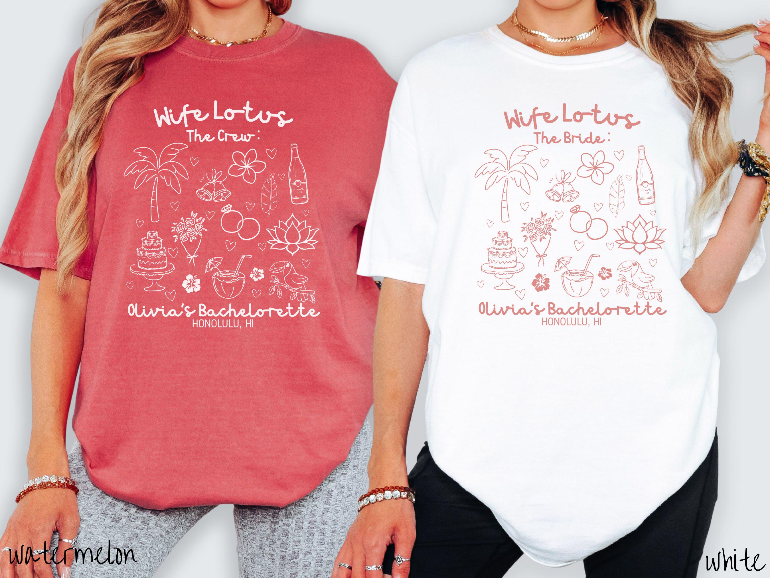 The Custom Wife Lotus Bachelorette Party Comfort Colors Shirt, Tropical Bachelorette, Personalize Bach Party Shirt, Bridal Tee