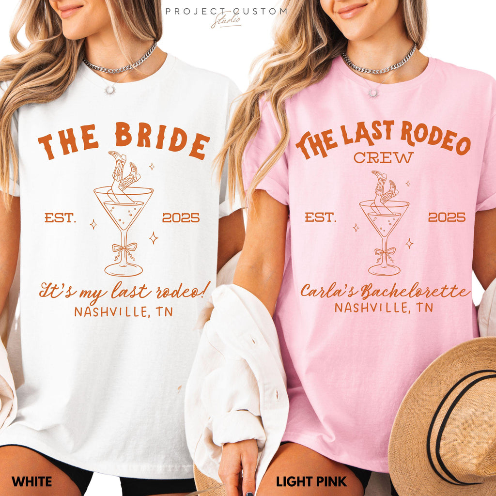Custom Last Rodeo Crew Bachelorette Shirts Western Country Bach Nashville Bachelorette Party Cowgirl Bridal Party Tshirt Bridesmaid Gifts