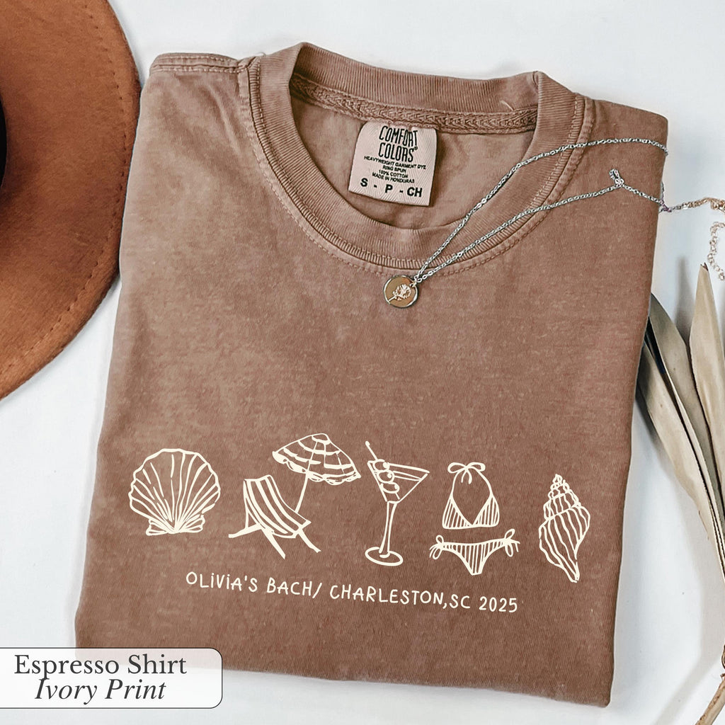 Custom Beach Bachelorette Comfort Colors Shirt: Coastal Bride Trip Tee