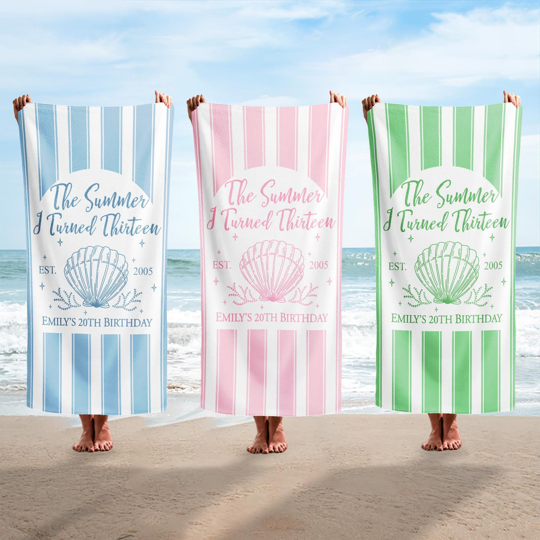 Custom The Summer I Turned Birthday Beach Towel, Birthday Party Beach Towels, Summer 20th 30th 40th Birthday Gift, Bachelorette Towels