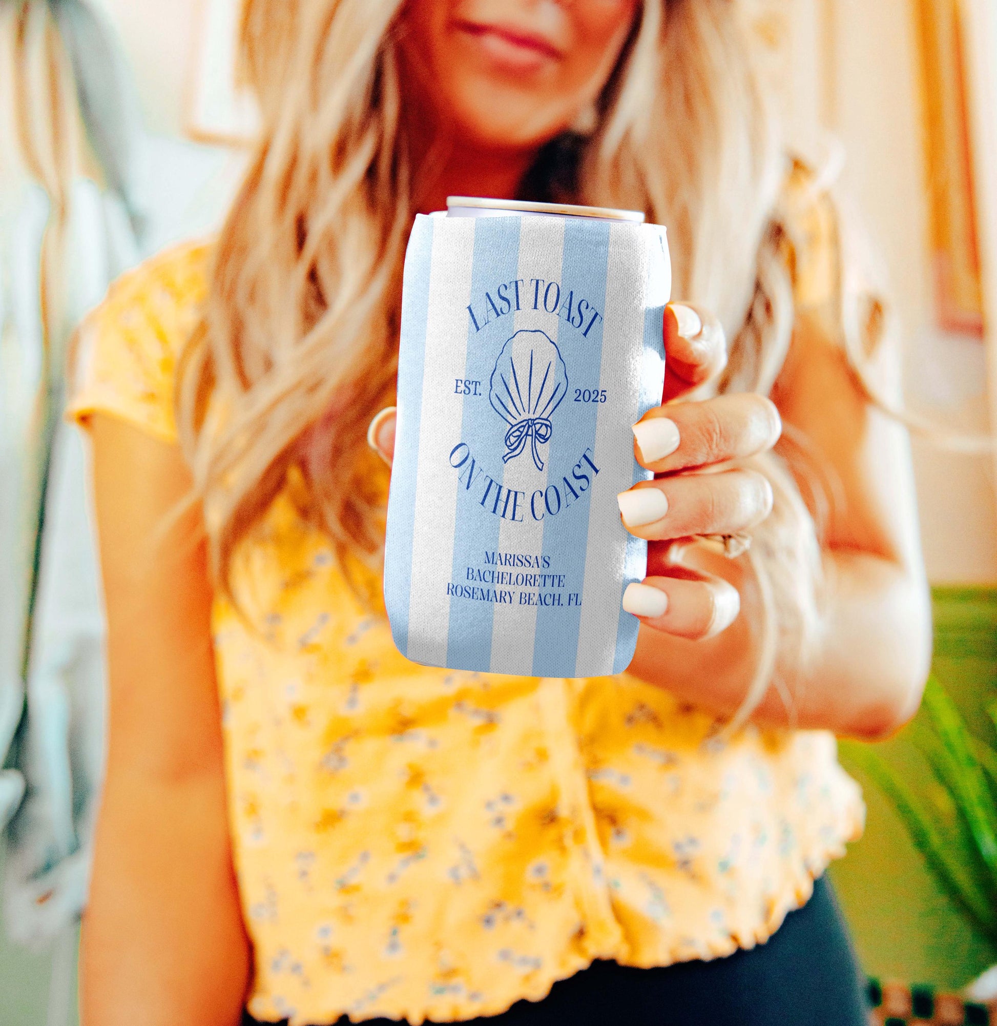 Personalized Coastal Bachelorette Can Cooler, Beach Bachelorette Party Can Coolers, Beach Coastal Can Cooler, Last Toast On The Coast Coozie