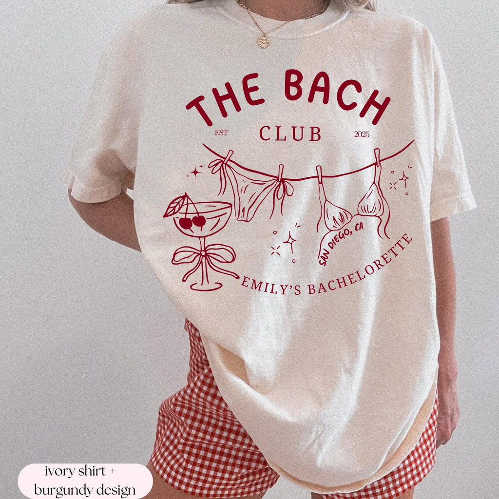 Custom Beach Bachelorette Shirts, Tequilla Final Fiesta Bachelorette Merch, Personalized The Bach Club Comfort Colors Shirts Girls Weekend