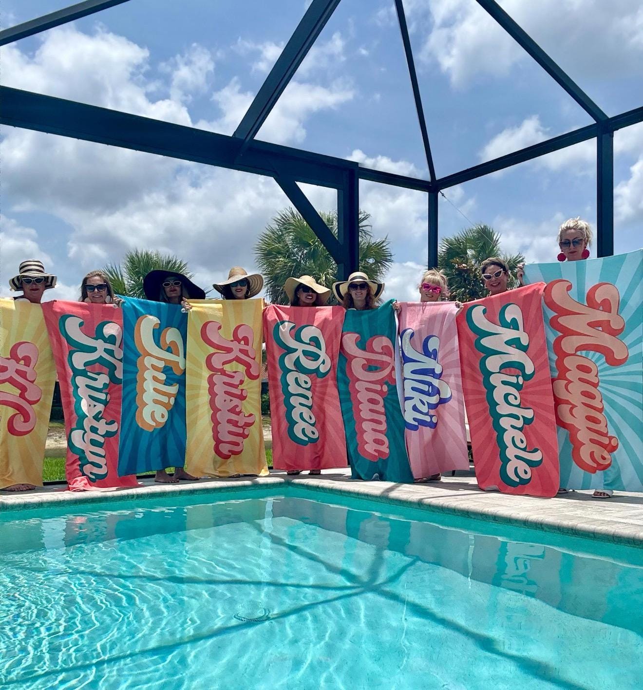 Groovy Retro Personalized Beach Towel: Custom Name Bath Towel