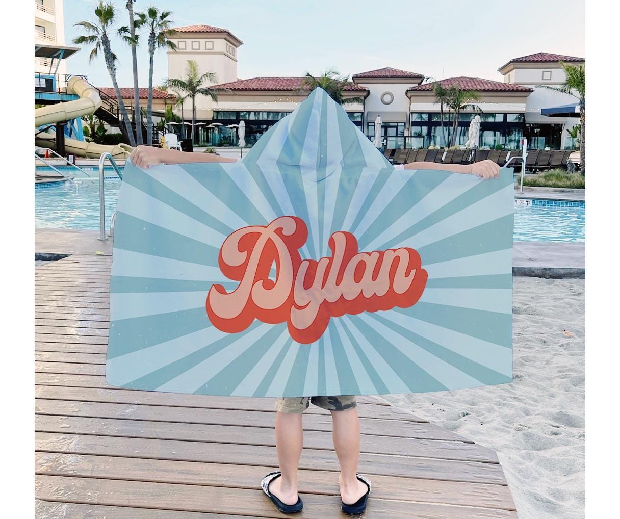 Personalized Retro Beach Towel: Groovy Custom Name Bath Towel