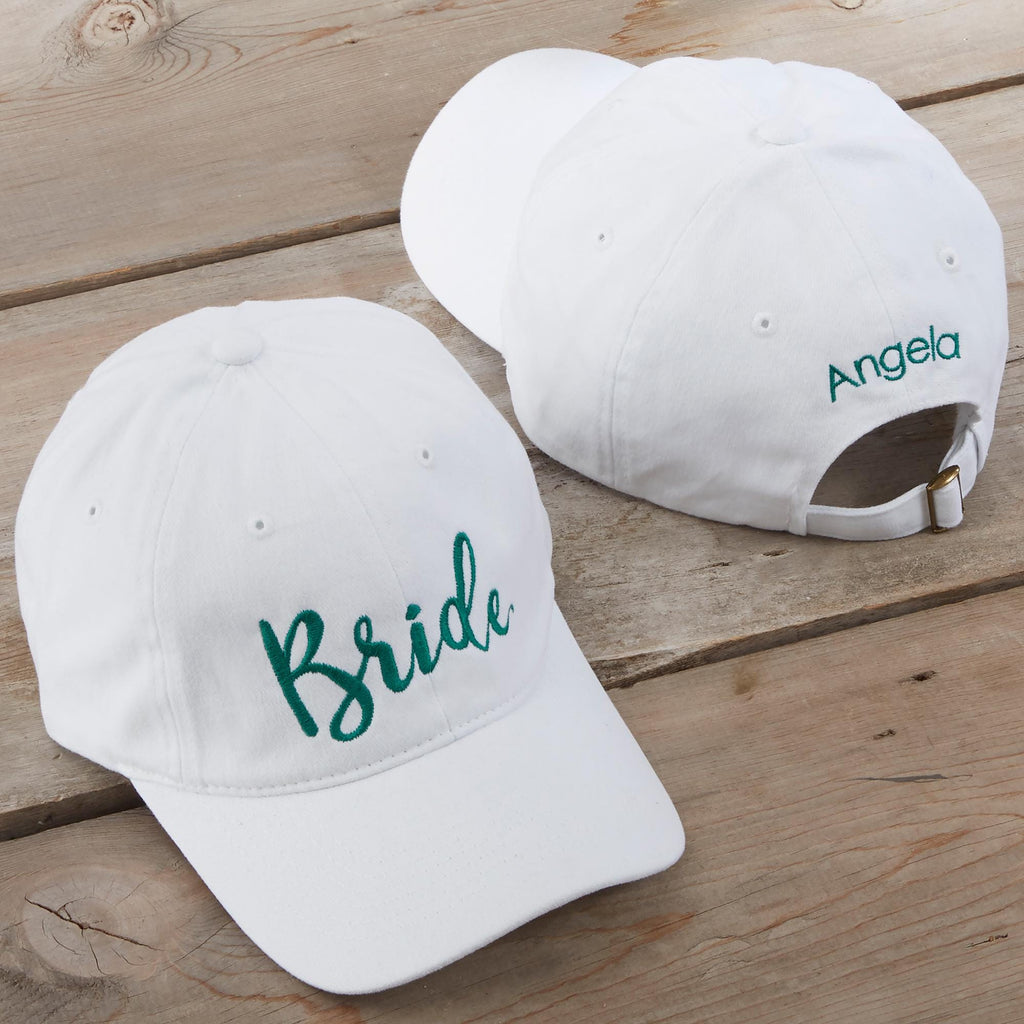 Custom Embroidered Bride Hat – White Baseball Cap for Bridal Party – Bachelorette Party Gift – Personalized Trucker Hat for Bride to Be