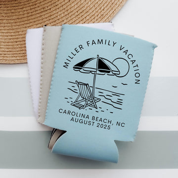 Personalized Neoprene Can Cooler: Beach Vacation, Family Reunion Favor