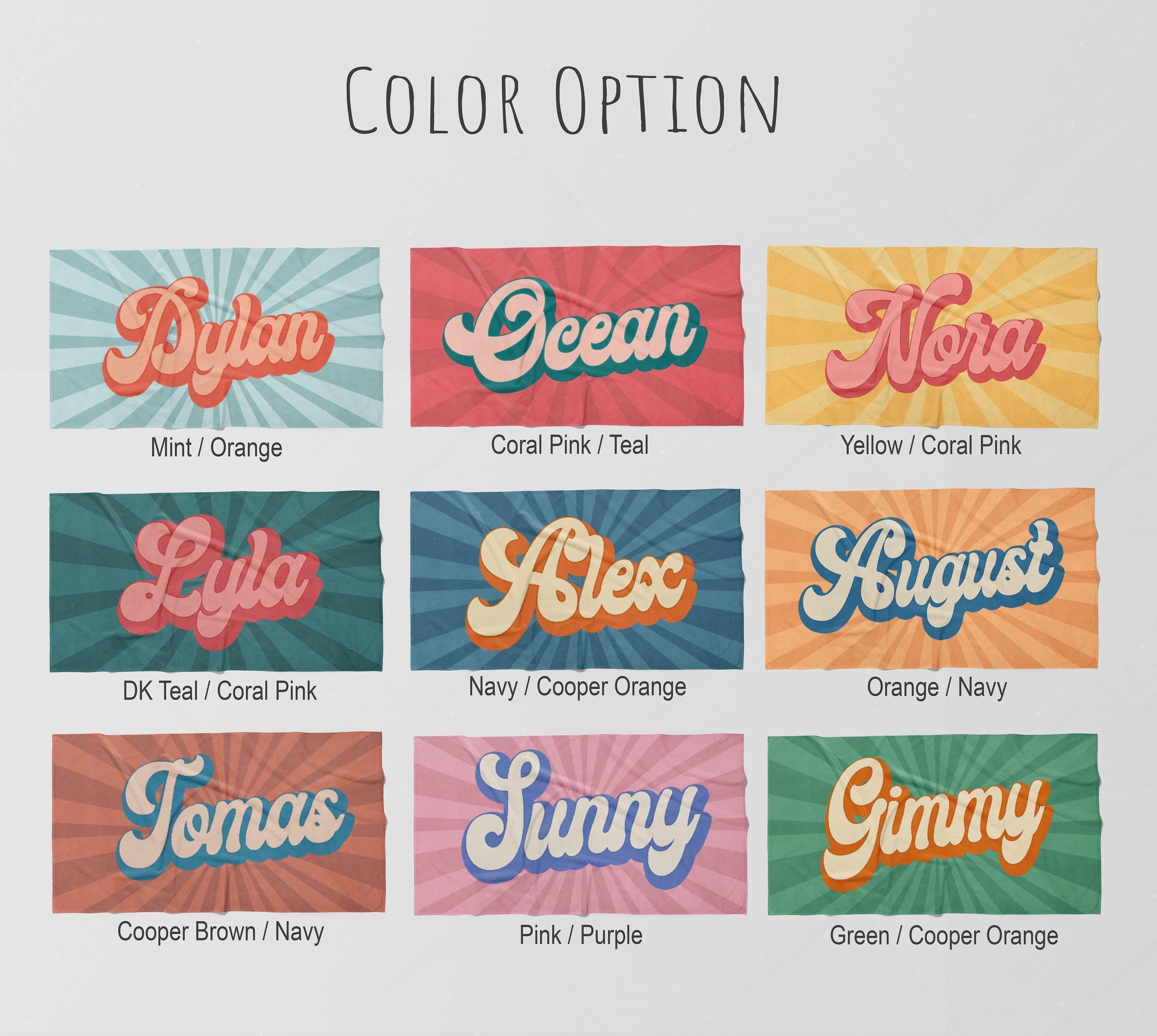 Groovy Retro Personalized Beach Towel: Custom Name Bath Towel