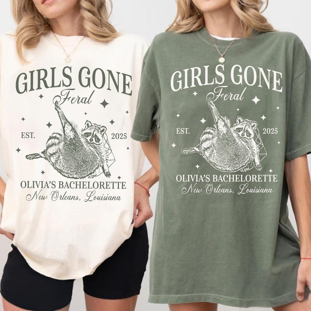 Girls Gone Feral Raccoon Bachelorette Party Shirt, Feral Raccoon Bride Tshirt, Matching Bridesmaids, Bridal Party Gifts, Custom Bachelorette
