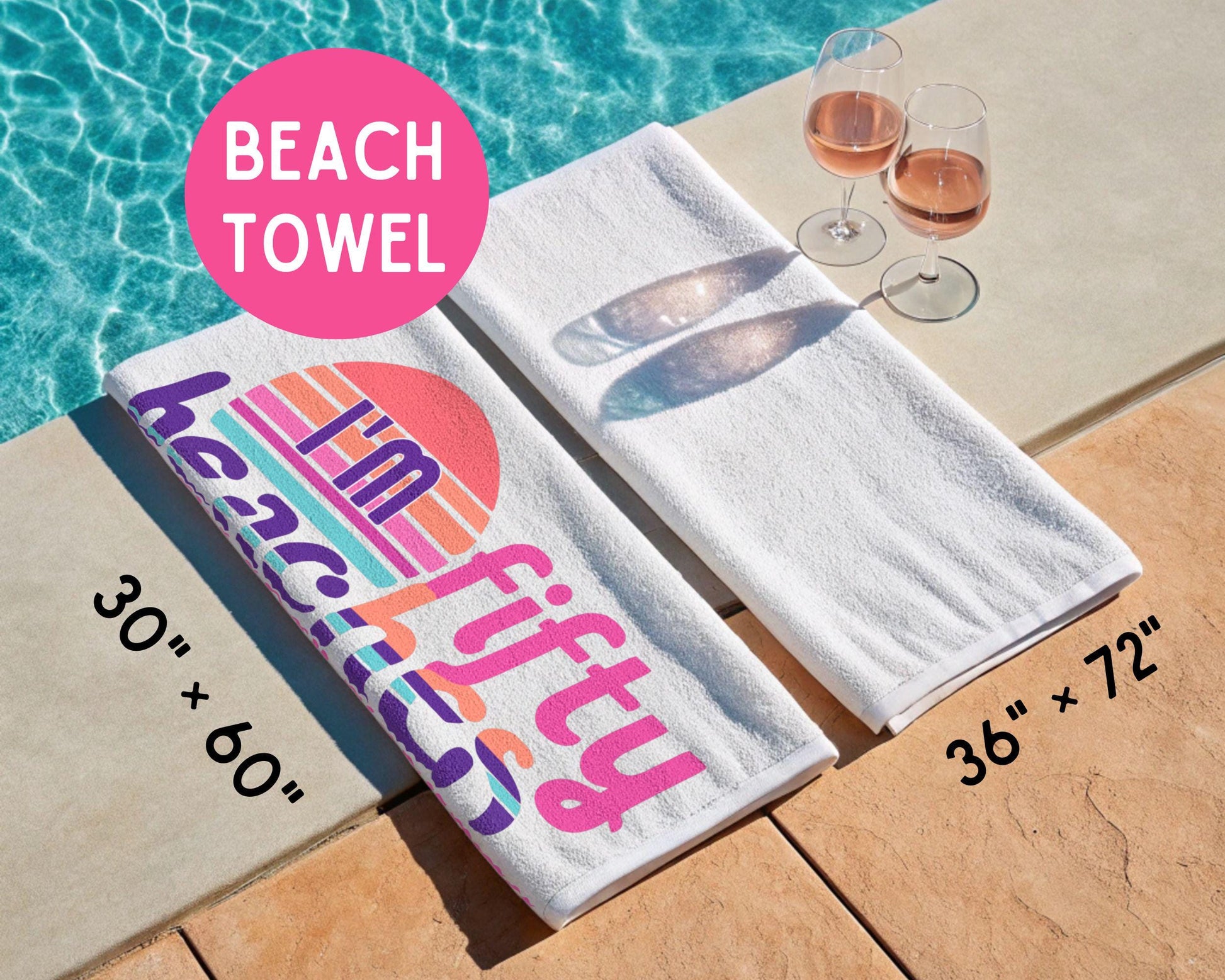 40th Birthday Beach Towel, I'm Forty Beaches 40th Birthday Gift For Her, Retro Pool Towel, 40th Birthday Present, Summer Birthday Trip Gifts