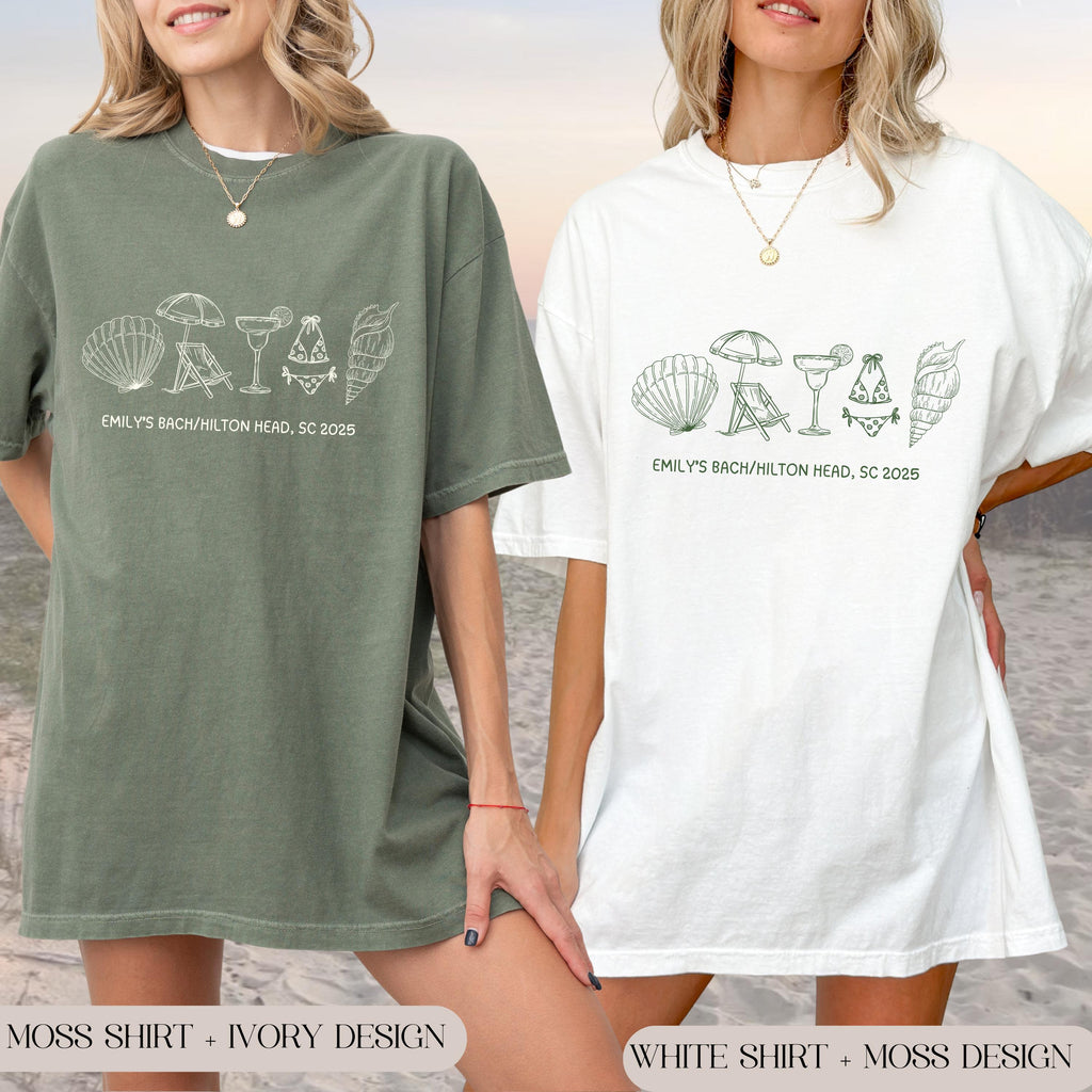 Custom Beach Bachelorette Shirt, Coastal Bride Trip Comfort Colors Tee, Bikini Shell Cocktail Party Bachelorette Shirt, Last Splash Shirts