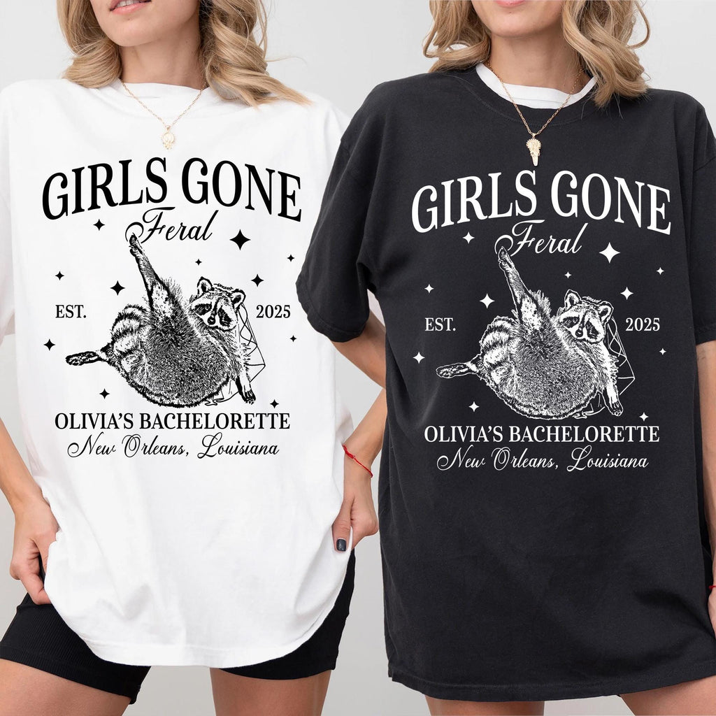 Girls Gone Feral Raccoon Bachelorette Party Shirt, Feral Raccoon Bride Tshirt, Matching Bridesmaids, Bridal Party Gifts, Custom Bachelorette