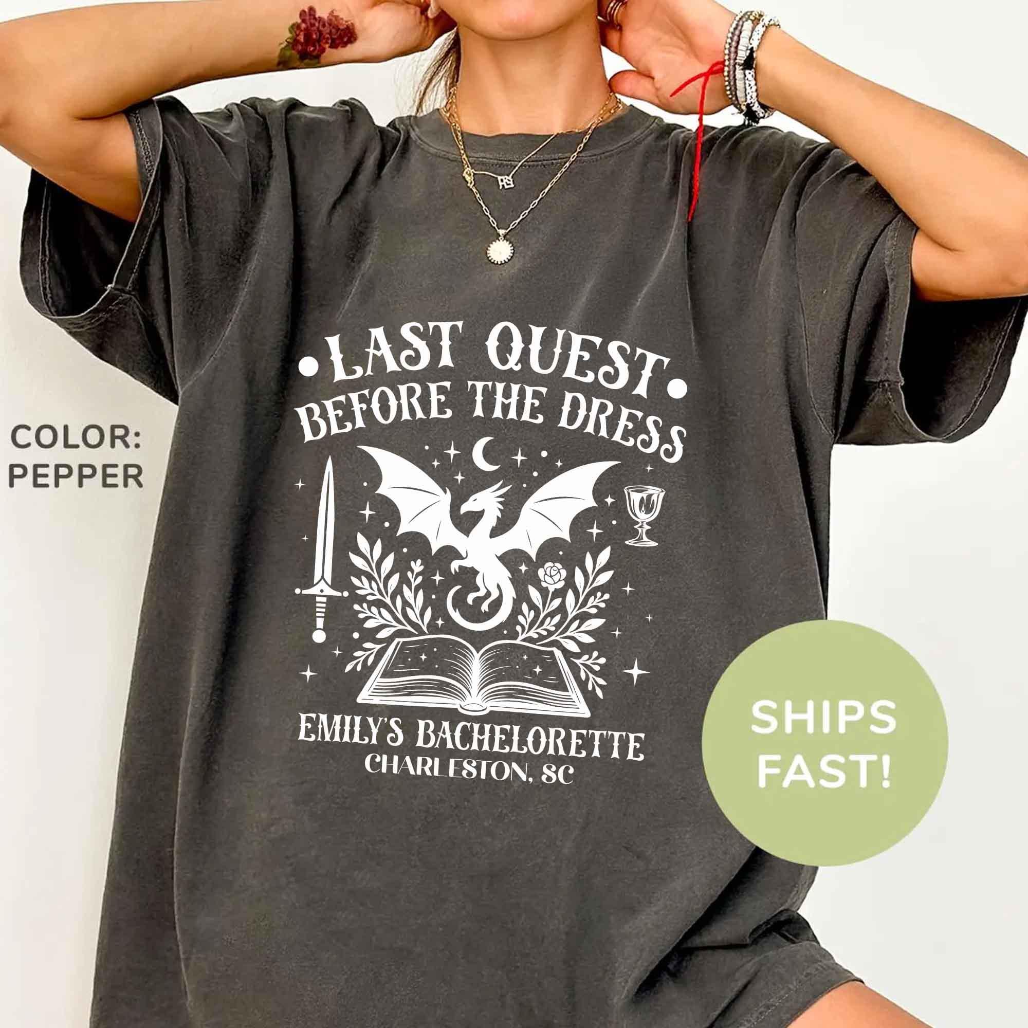 Medieval Bachelorette Shirts, Custom Renaissance Fair Fantasy Bach Party Shirt, Castlecore Dragon Bride Comfort Colors T-Shirt, Bookish Gift