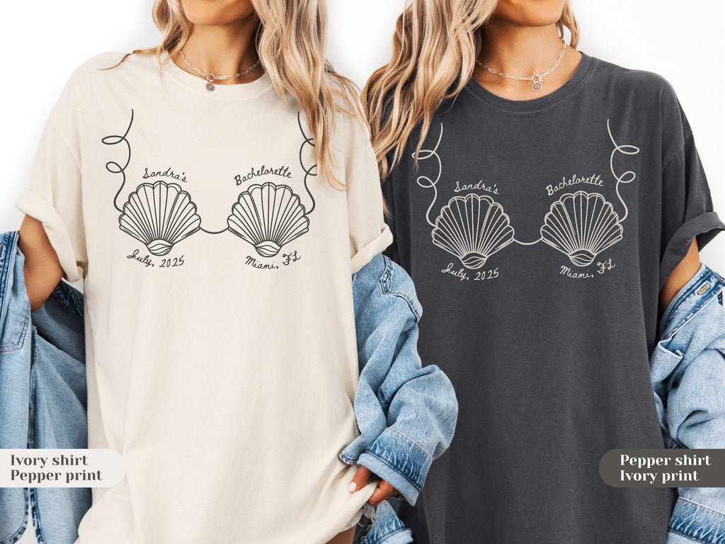 Custom Seashells Bachelorette Shirt: Beach Coastal Party, Comfort Colors