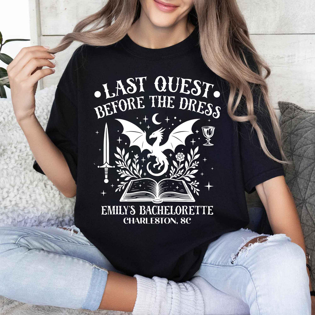 Medieval Bachelorette Shirts, Custom Renaissance Fair Fantasy Bach Party Shirt, Castlecore Dragon Bride Comfort Colors T-Shirt, Bookish Gift