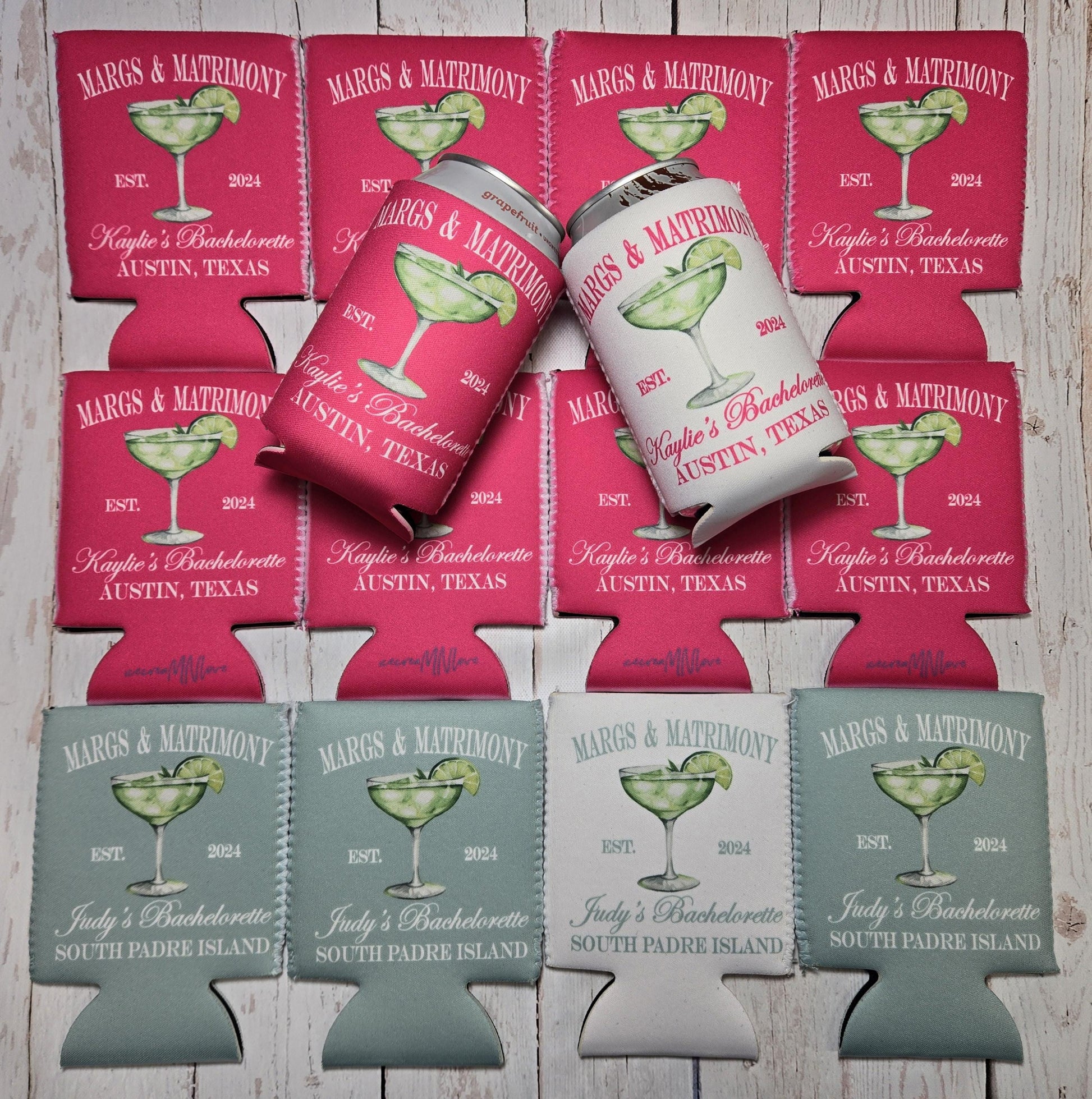 Margs and Matrimony Bachelorette Party Can Coolers - Personalized Bridal Drink Sleeves for a Fiesta - Customizable, Fun, and Stylish. MAM