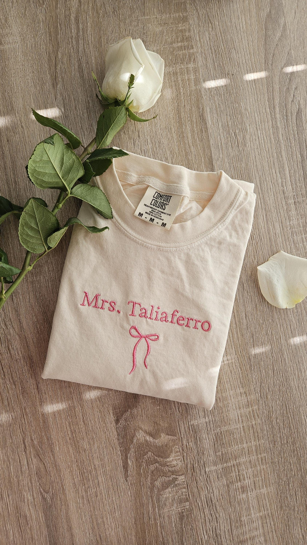 Embroidery Custom Mrs. Bride Shirt, Bride Gift, Wedding shirt, Engagement gift, Bachelorete party tee, Gift for her, Coquette bow bride tee.
