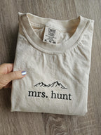 Embroidery Custom Mrs. Bride Shirt, Bride Gift, Wedding shirt, Engagement gift, Bachelorete party tee, Gift for her, Coquette bow bride tee.