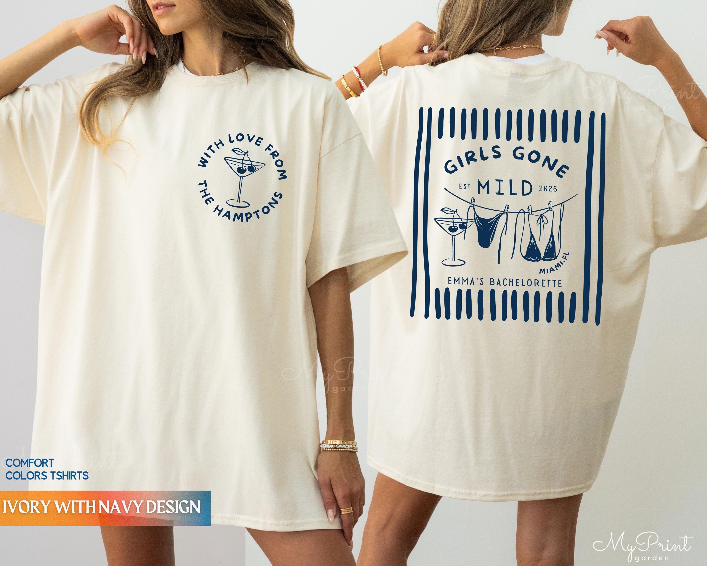 Custom Beach Bachelorette Comfort Colors Shirts, Dirty 30 Birthday Merch Party Bikinis And Martinis Bachelorette, Personalized Club Shirts