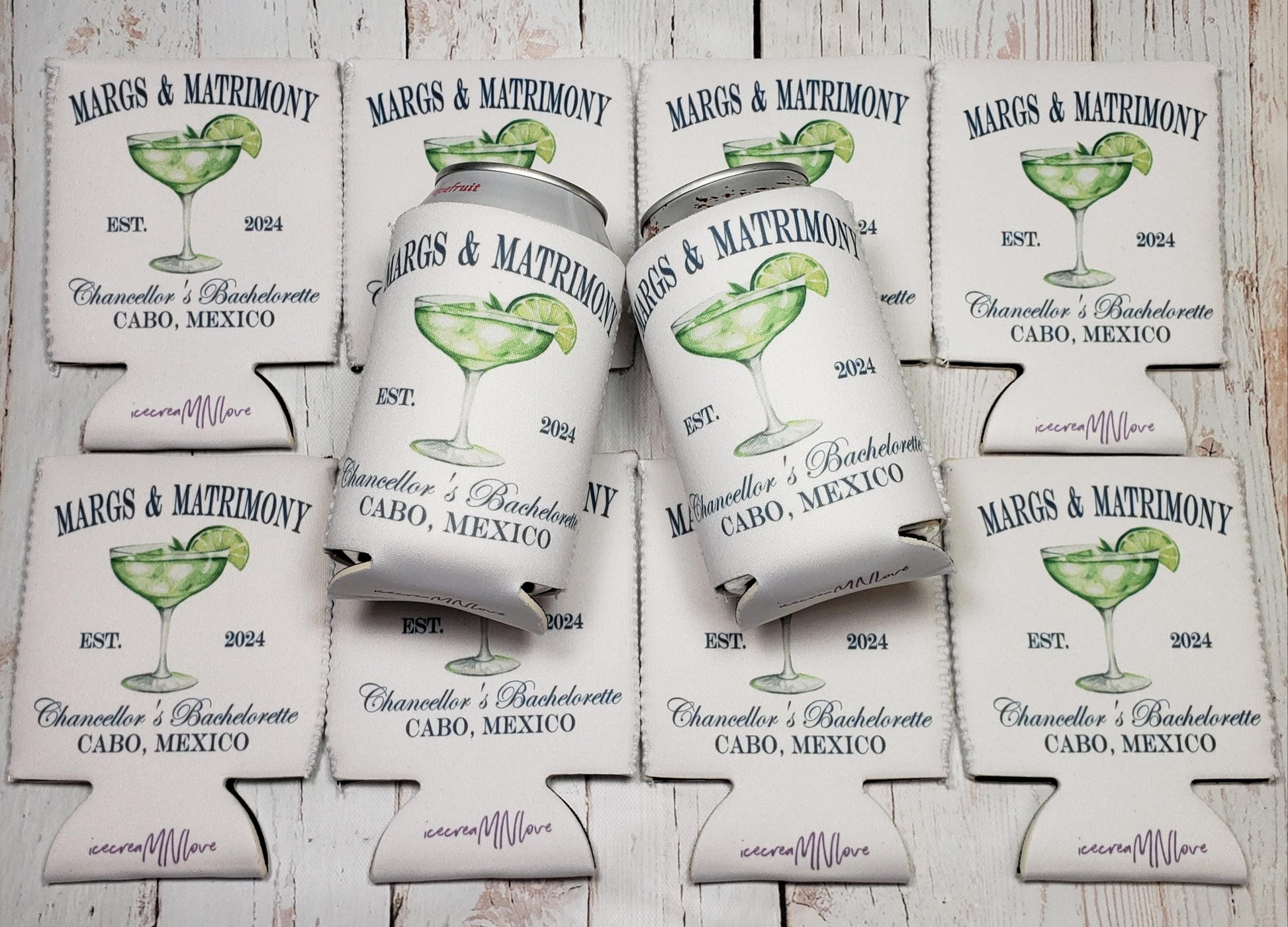 Margs and Matrimony Bachelorette Party Can Coolers - Personalized Bridal Drink Sleeves for a Fiesta - Customizable, Fun, and Stylish. MAM