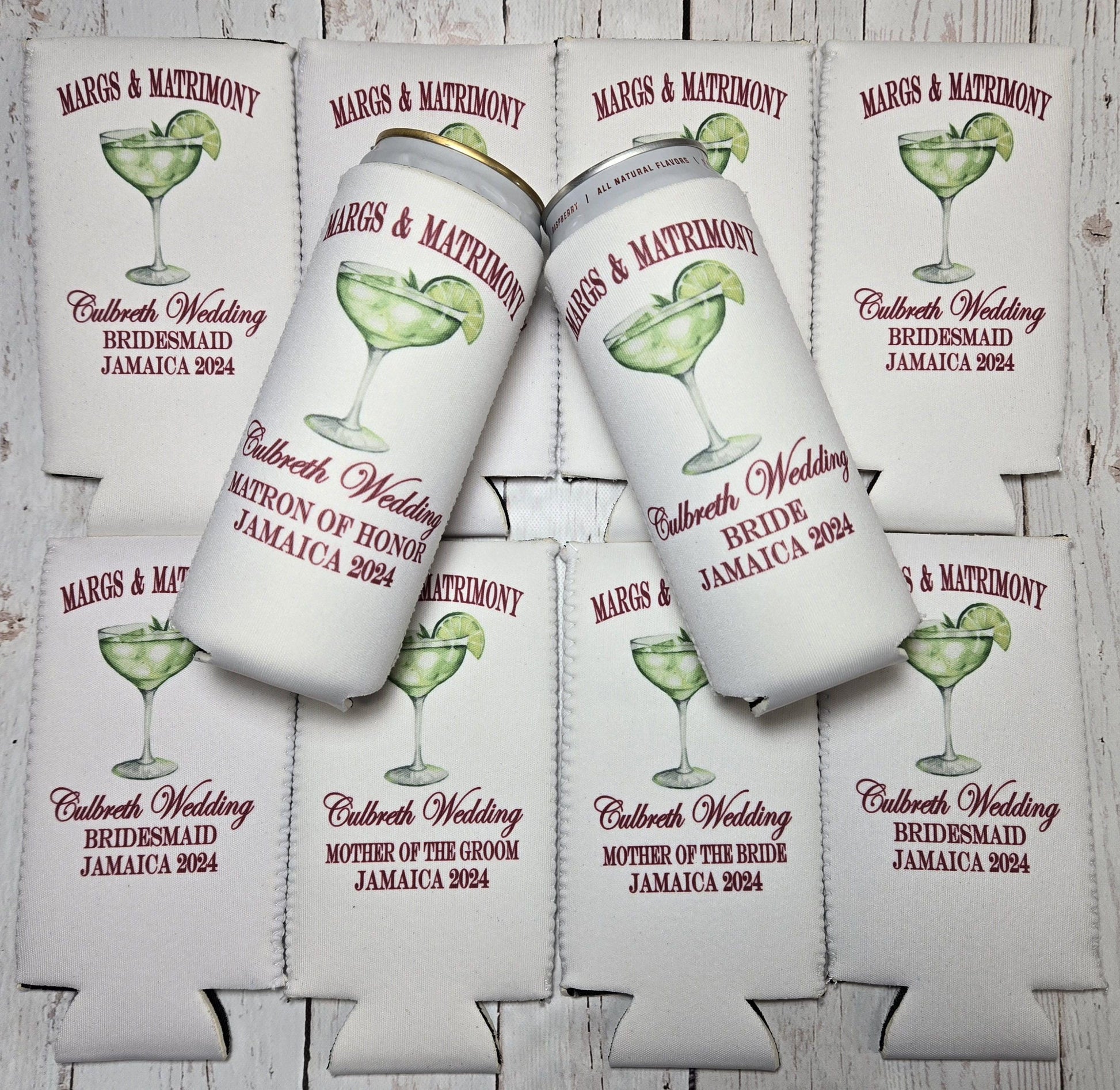 Margs and Matrimony Bachelorette Party Can Coolers - Personalized Bridal Drink Sleeves for a Fiesta - Customizable, Fun, and Stylish. MAM