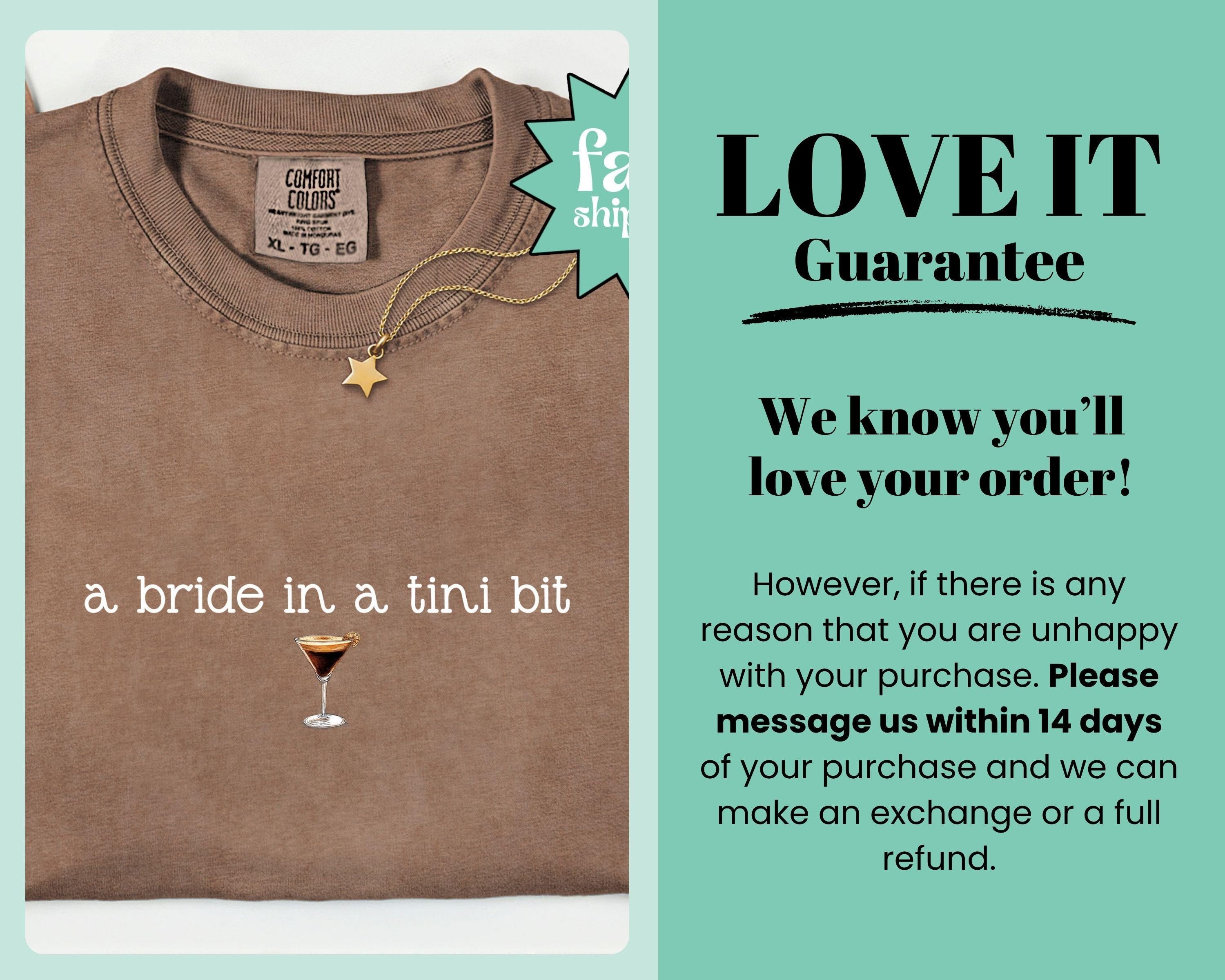 Comfort Colors® A Bride in a Tini Bit Bride Shirt, Espresso Martini Shirt, Future Mrs Shirt, Engaged Shirt, Bridal Shower Gift Idea