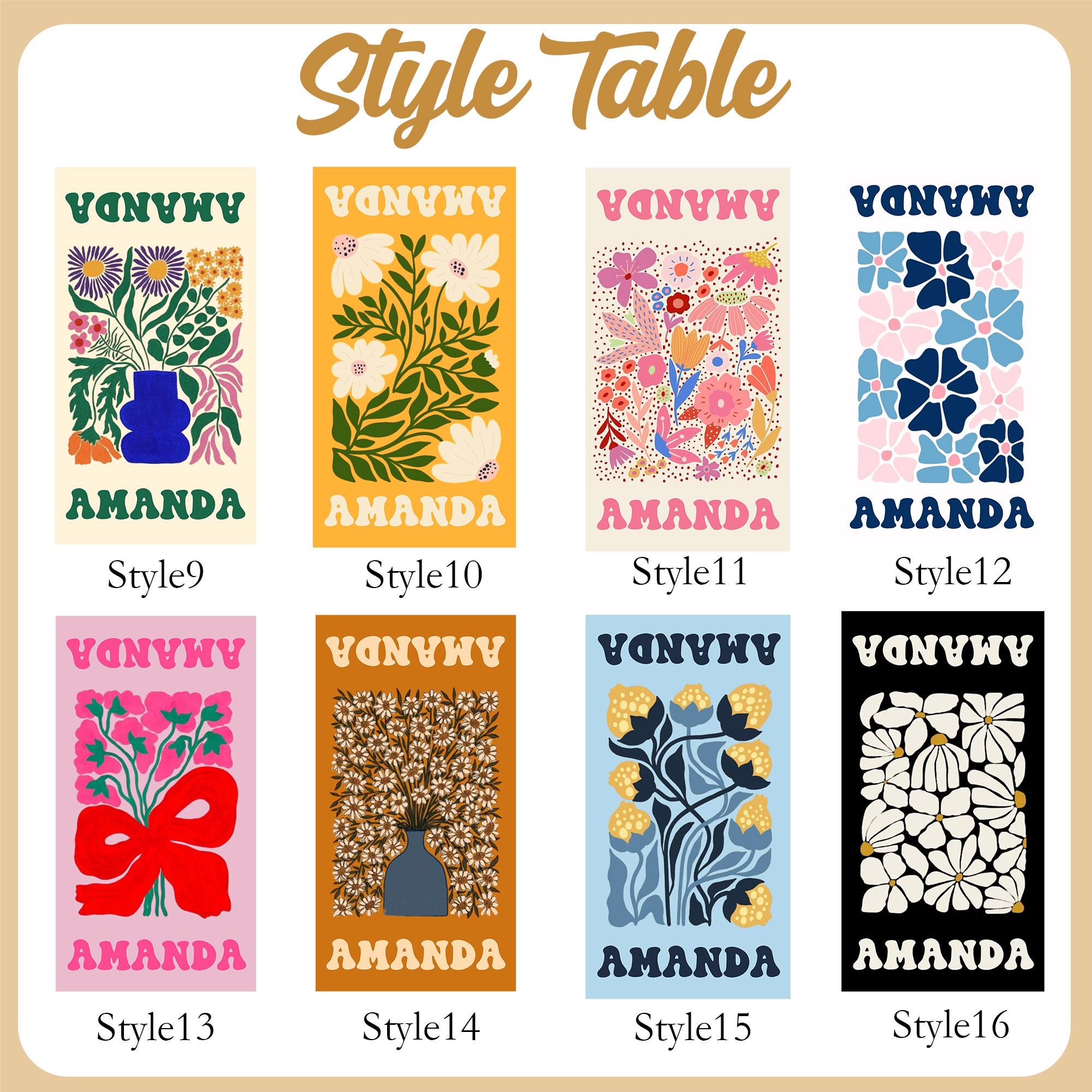 Floral Personalized Beach Towel, Custom Name Towel for Women, Retro Flower Pool Towel, Multicolor Vacation Beach Towel, Bachelorette Party