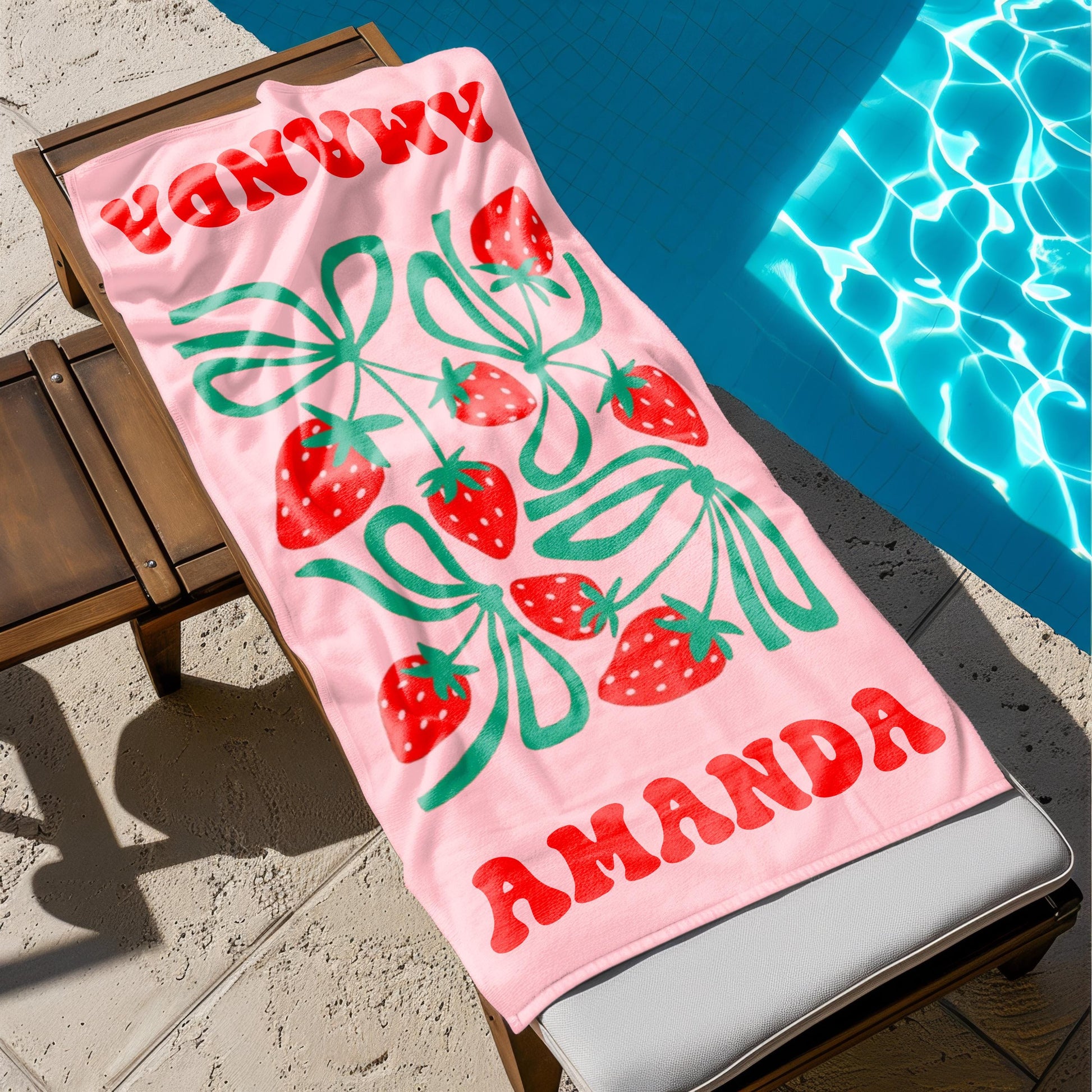 Floral Personalized Beach Towel, Custom Name Towel for Women, Retro Flower Pool Towel, Multicolor Vacation Beach Towel, Bachelorette Party